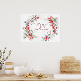 Klassisk vinter Helgdag Berries Lycklig Helgdag Poster