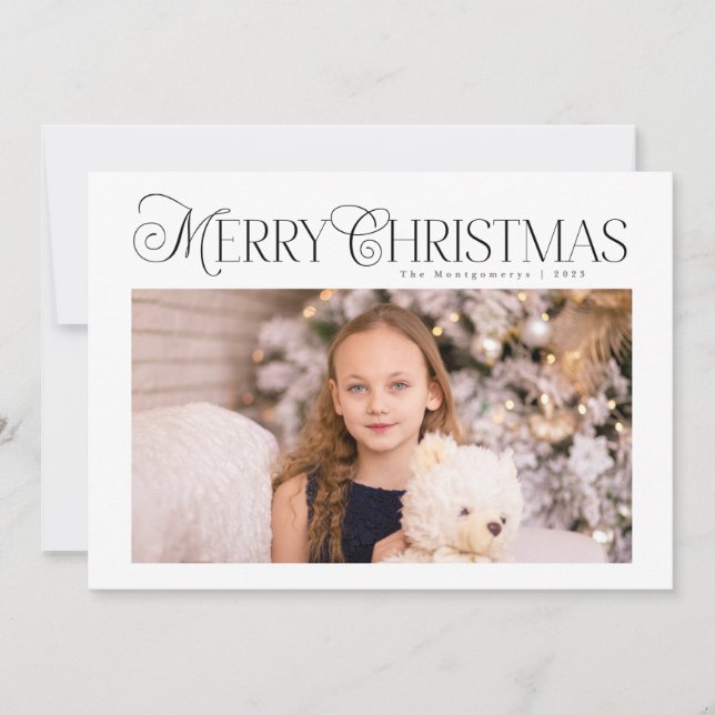Klassisk Vinterblå Jul Flerbilder Kort (Framsida)
