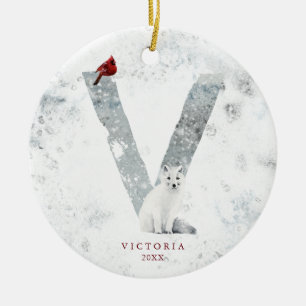 Klassisk vintervinterscen, Monogram V Julgransprydnad Keramik
