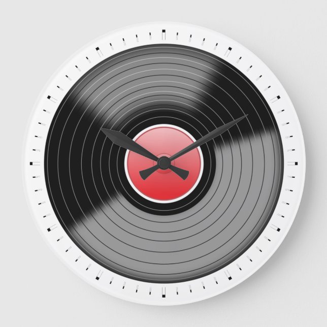 Klassisk vinylskivspelare LP-väggklocka Stor Klocka (Framsida)