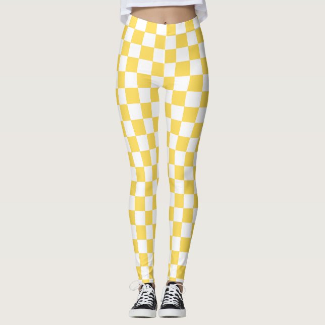 Klassisk visuell gul schackbräda  leggings (Framsida)
