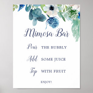 Klassisk vit blomma Möhippa Mimosa Pub-tecken Poster