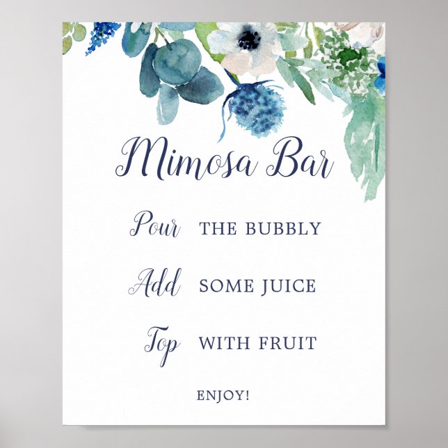 Klassisk vit blomma Möhippa Mimosa Pub-tecken Poster (Framsidan)