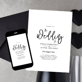 Klassisk vit Elegant Skriv ut eller Digital Bröllo Inbjudningar