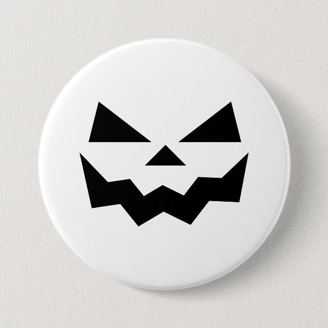 Klassisk vit Jack-o-lantern pumpa ansikte leende Knapp (Framsida)