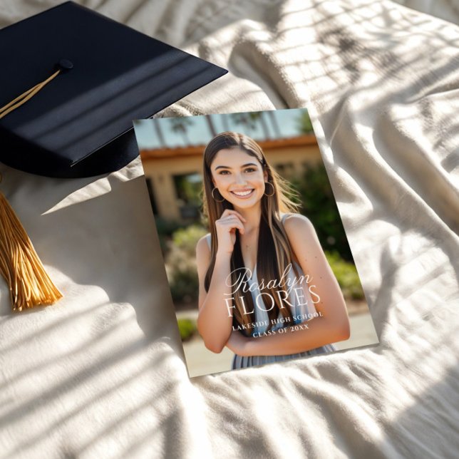 Klassisk vit kalligrafi Studenten Inbjudningar (Skapare uppladdad)