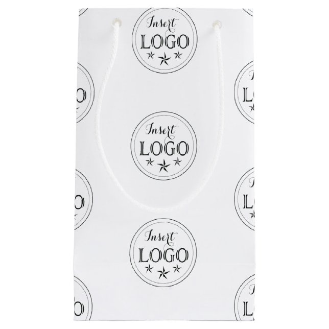 Klassisk vit liten presentpåse med anpassad logoty (Framsidan)