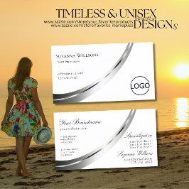 Klassisk vit Noble Silver Decor med Logotyp Visitkort