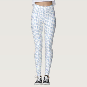 Klassisk vit och blå ingefära Burk Leggings