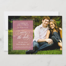 Klassisk vit och rosa elegant skriptbröllop