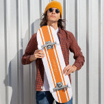 Klassisk vit Orange Tävla Rand Guld Monogram Mini Skateboard Bräda 18,5 Cm<br><div class="desc">Skapa egen anpassningsbar, personlig, klassisk orange och rand av vit tävla, coola, snyggt, elegant faux guld typography script, bästa kvalitet, hård sten, konkurrensformad skateboard Däcking. Om du vill anpassa skriver du bara in ditt namn / monogram / initialer. När du lägger till/utformar kan du se en förhandsvisning av hur du...</div>