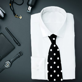 Klassisk vit Polka Dot Mönster på Black Tie Slips