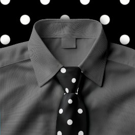 Klassisk vit Polka Dot Mönster på Black Tie Slips