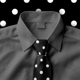 Klassisk vit Polka Dot Mönster på Black Tie Slips
