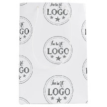 Klassisk vit presentpåse i mediumstorlek med eget 