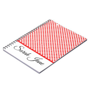 Klassisk vit röd Polka dots mönster monogrammad Anteckningsbok