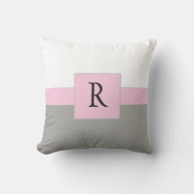 Klassisk vit Rosa och Grått Monogram