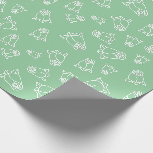 Klassisk vit rosbröllopsseremoni Grön sömlös Presentpapper (Hörn)