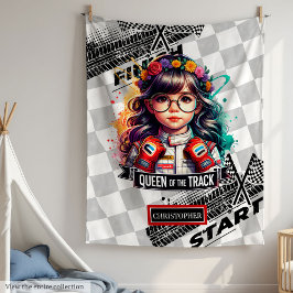 Klassisk Watercolor Sport Car Tävla Girl Blanket Fleecefilt