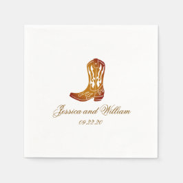 Klassisk Western Mörk Brown Bröllop Pappersservett