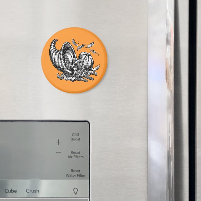 Klassisk Wicker Cornucopia Black White Illustratio Magnet (In Situ (Fridge))