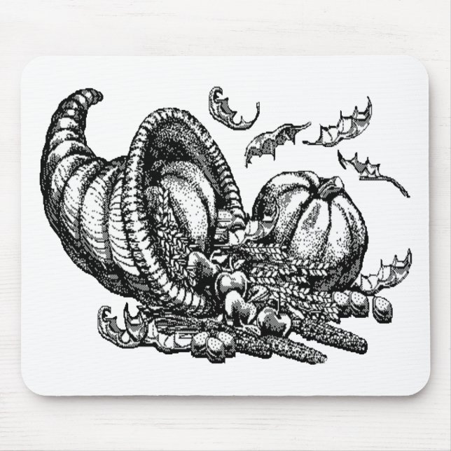 Klassisk Wicker Cornucopia Black White Illustratio Musmatta (Framsidan)