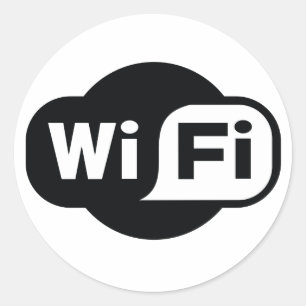 Klassisk WiFi-symbol i svartvitt Runt Klistermärke