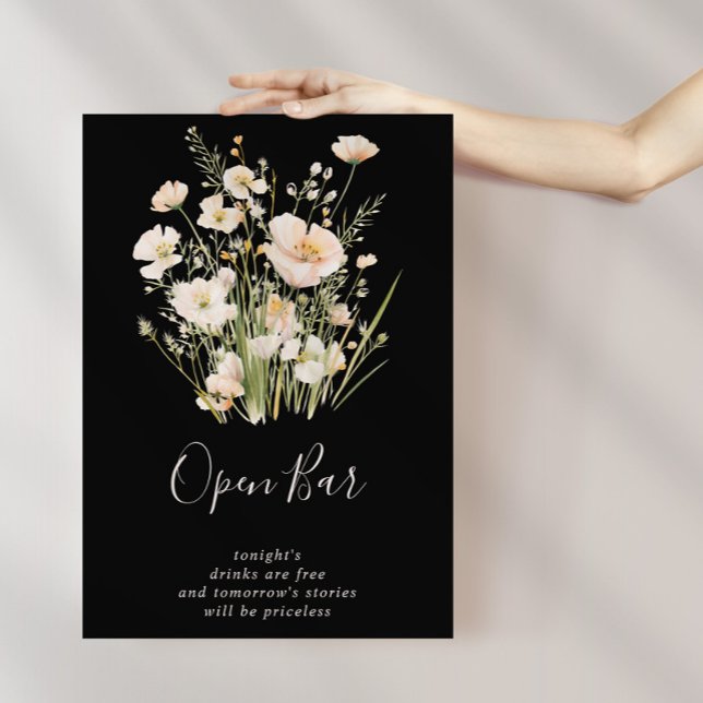 Klassisk  Wildblomma Black Bröllop Open Pub Poster (Skapare uppladdad)