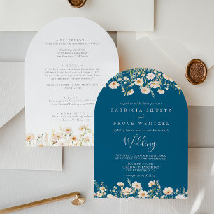 Klassisk  Wildblomma Front & Back Bröllop Inbjudningar