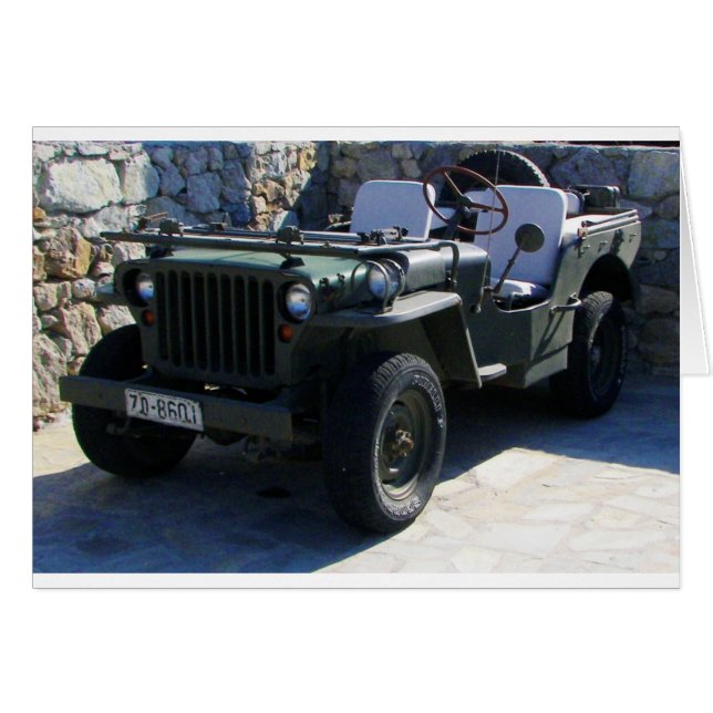 Klassisk Willys Jeep. Hälsningskort (Framsidan Horizontal)