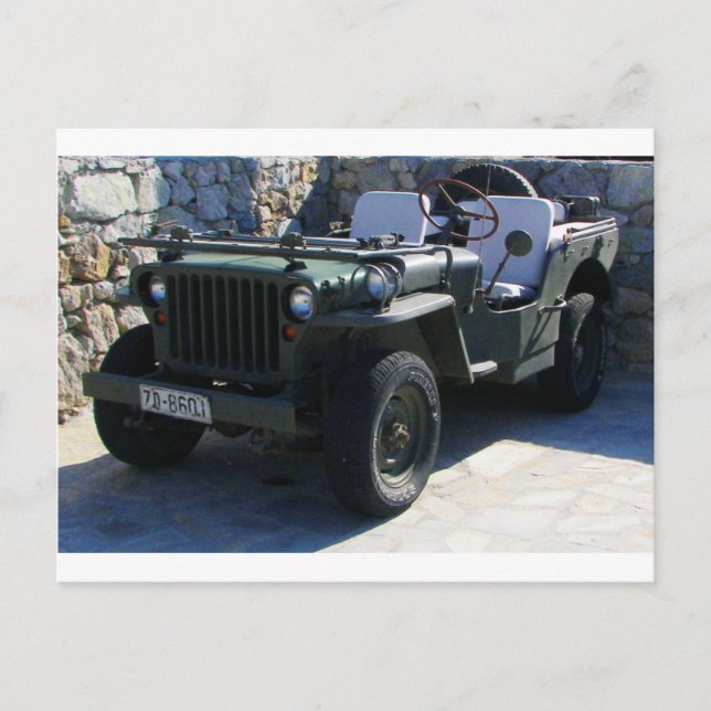Klassisk Willys Jeep. Vykort (Framsida)