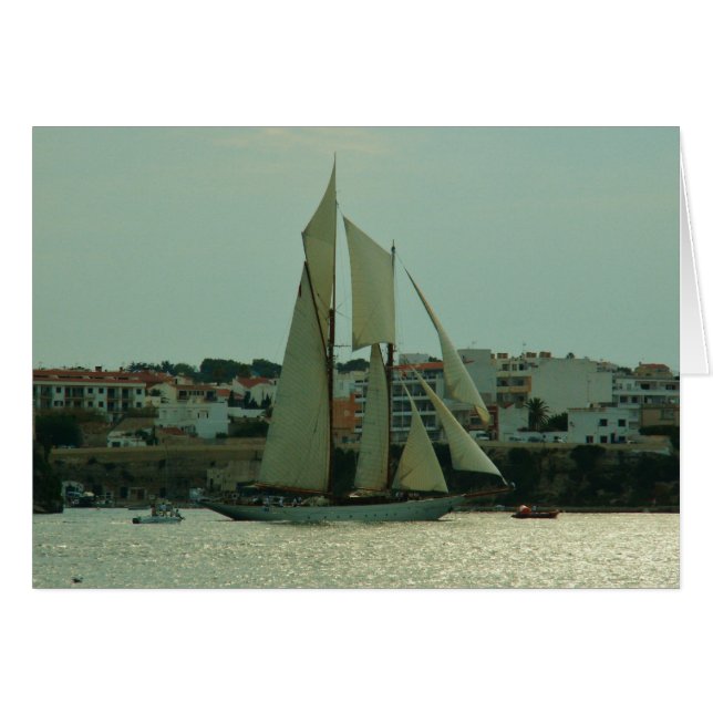 Klassisk yacht hälsningskort (Framsidan Horizontal)