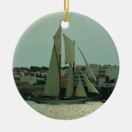 Klassisk yacht julgransprydnad keramik
