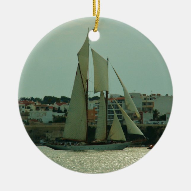 Klassisk yacht julgransprydnad keramik (Framsidan)
