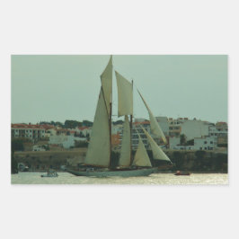 Klassisk yacht rektangulärt klistermärke