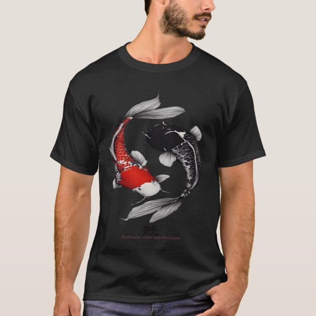 Klassisk Yin-Yang Koi T Shirt (Framsida)