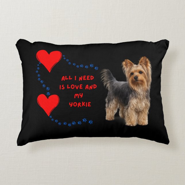 Klassisk Yorkie | Fotorealistisk hundkudde Prydnadskudde (Framsidan)