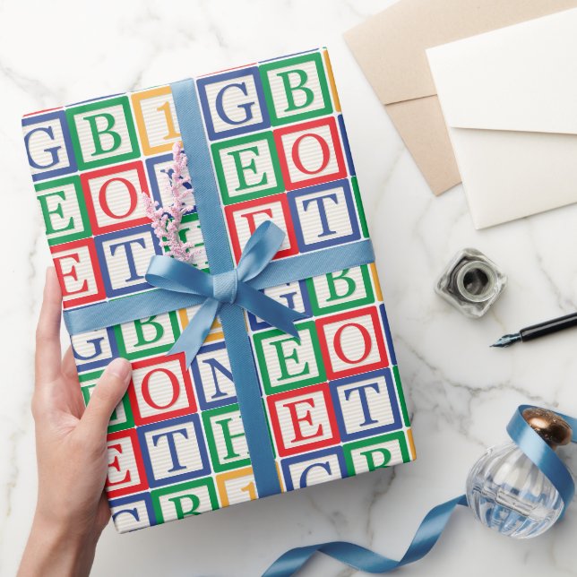 Klassiska ABC-klossar Primärfärger Upprepande Möns Presentpapper (Gifting)