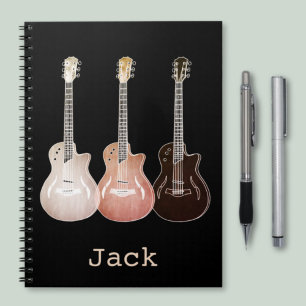 Klassiska Akustiska Gitarrer Vintage Art Namn Jack Anteckningsbok