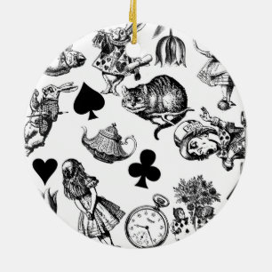 Klassiska Alice-äventyr i Underlandets karaktärer Julgransprydnad Keramik