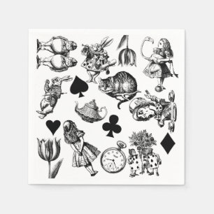 Klassiska Alice-äventyr i Underlandets karaktärer Pappersservett