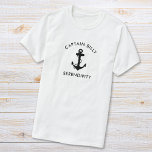 Klassiska ankarkapslar för fartyg t shirt<br><div class="desc">Den nautisk-temerade båtkaptenens t-shirt med en illustration av ett klassiskt ankare och ert namn och båtens namn i en enkel modern text.</div>