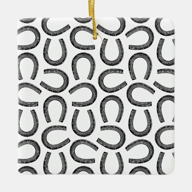 Klassiska antika hästskon, häst skon, ANPASSNINGSB Julgransprydnad Keramik (Framsida)