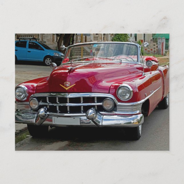 Klassiska bilar av Kubas brandmotordrivna, rödkonv Vykort (Framsida)