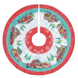 Klassiska bilar julgransmatta borstad polyester