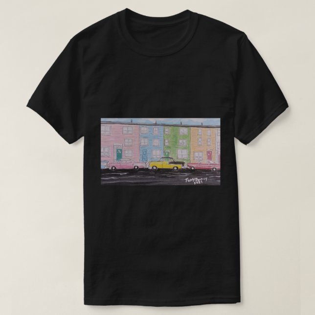Klassiska bilar på geléböna Row St Johns NL T Shirt (Design framsida)