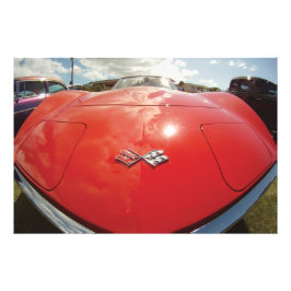 Klassiska bilar Röd Corvette front GoPro - bredvin Fototryck