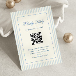 Klassiska Blå Ränder RSVP Online QR-kod OSA Kort