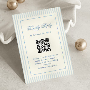 Klassiska Blå Ränder RSVP Online QR-kod OSA Kort