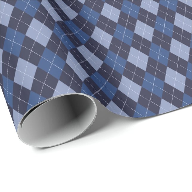 Klassiska, blå, små argyllendiamanter presentpapper (Rullad Hörn)